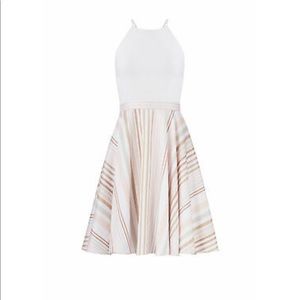 Badgley Mischka Dress White Size 4 Stripe Halter